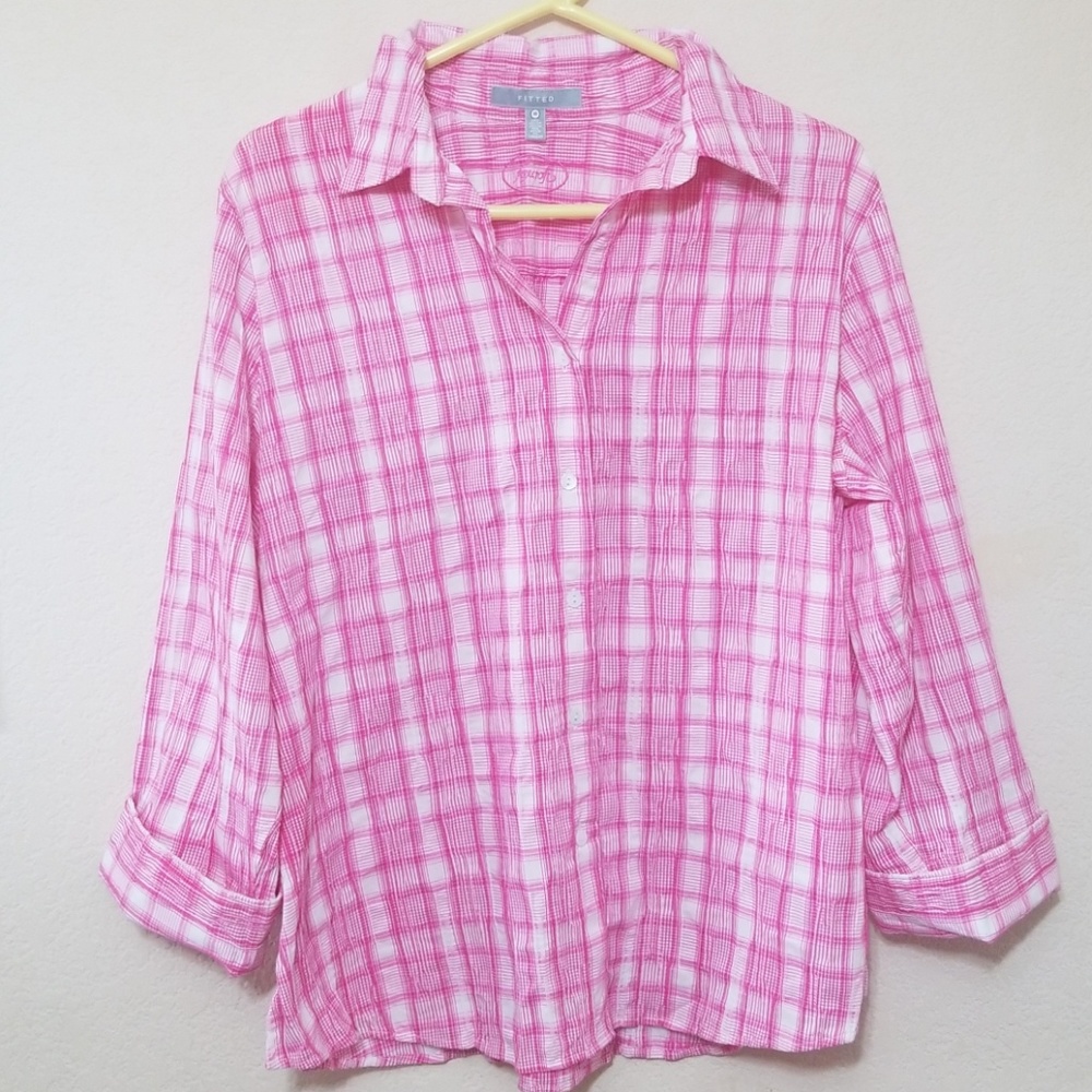 Foxcroft longsleeve Plaid dress shirt size 18